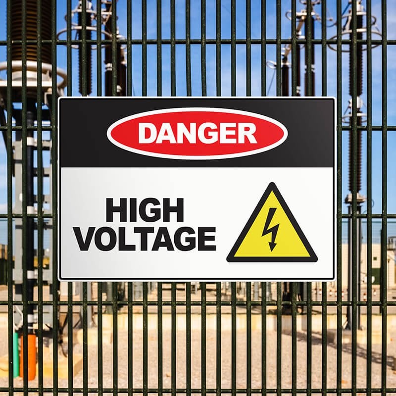 8" x 12" custom plastic sign displayed as a warning sign