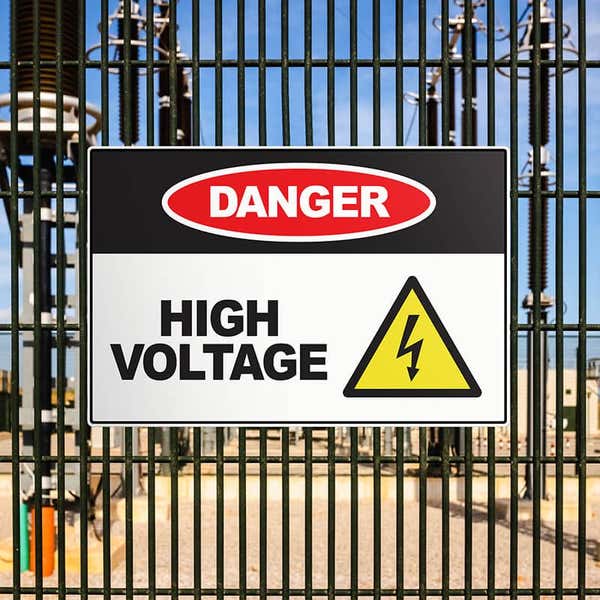 8" x 12" custom plastic sign displayed as a warning sign