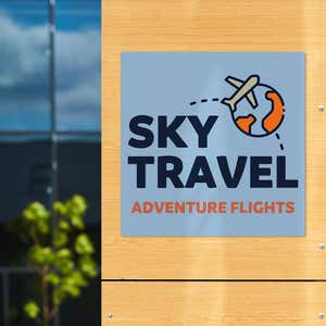 a plastic sign with the logo of an airline on it