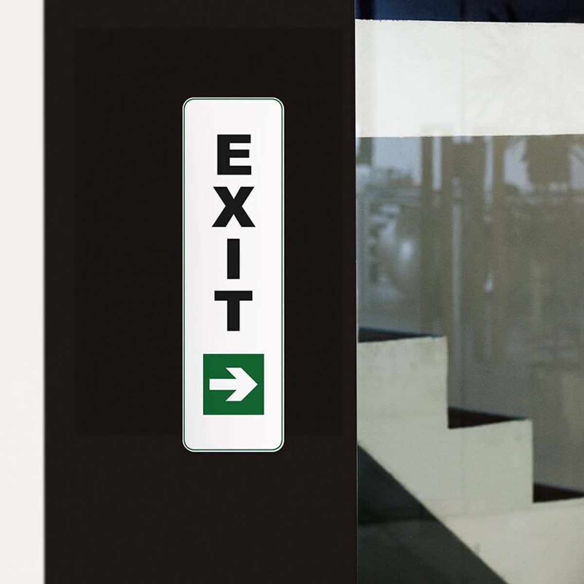 14" x 4" custom printed plastic sign for an exit