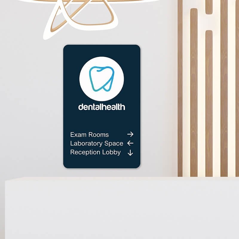 16" x 10" custom plastic printed sign for a dentist office