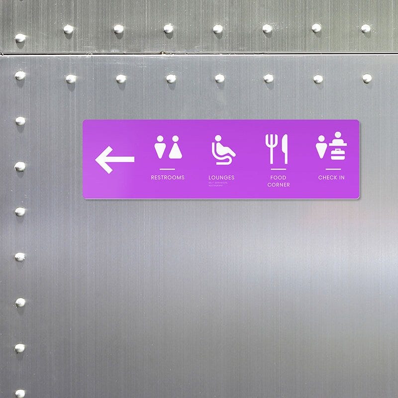 4" x 14" custom plastic sign for directions