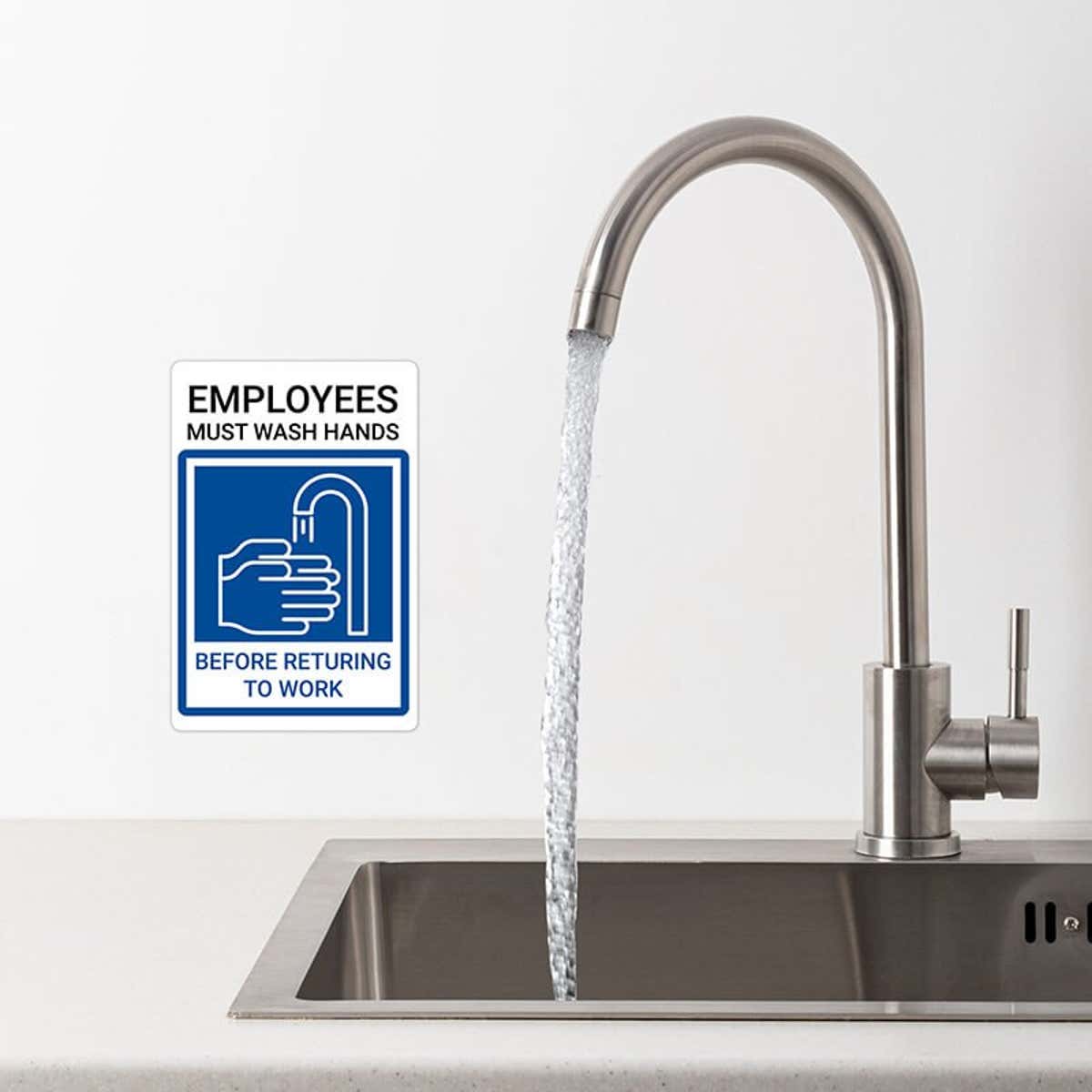 6" x 4" Custom Printed Sign for Employee Handwashing Station