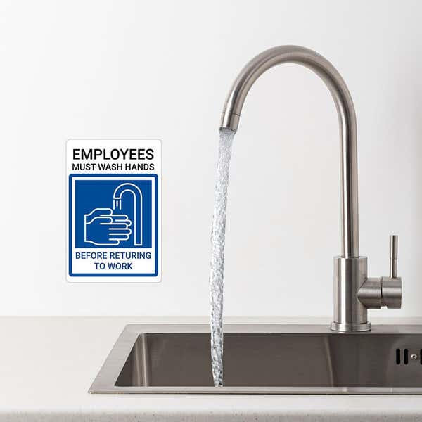 6" x 4" Custom Printed Sign for Employee Handwashing Station