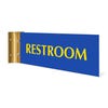 4” x12” “RESTROOM” Corridor sign with blue material color, yellow engraved text, and gold holder on a white background.
