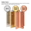 Infographic showing holder color options, shown in Silver, Yellow Gold, and Rose Gold finishes.