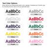 Infographic showing Engraved sign text color options showing black, white, blue, yellow, purple, grey, red, green, orange, and pink.