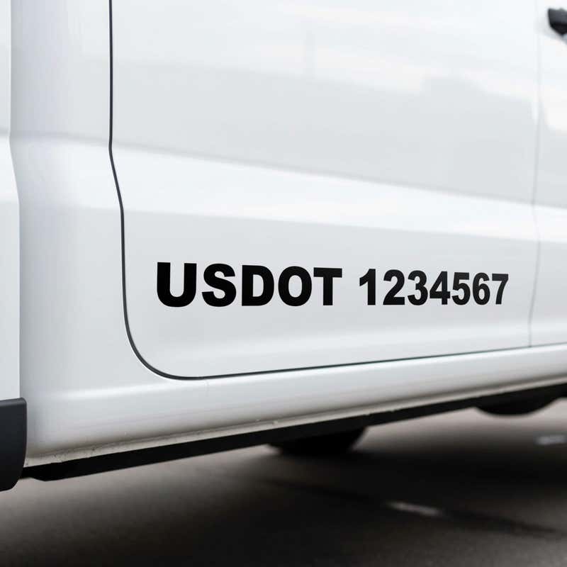 USDOT Number Vinyl Lettering on a white truck