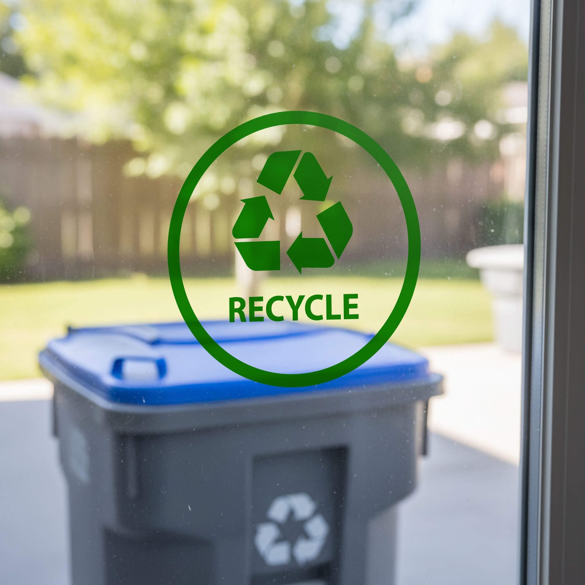 Recycle die cut sticker on the window