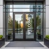 A large vinyl decal on an entrance door 