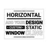 A horizontal window cling on a white background