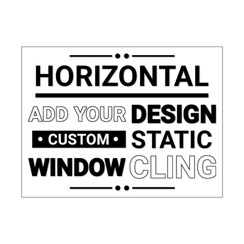 A horizontal window cling on a white background