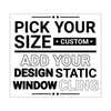 The custom window cling on a white background