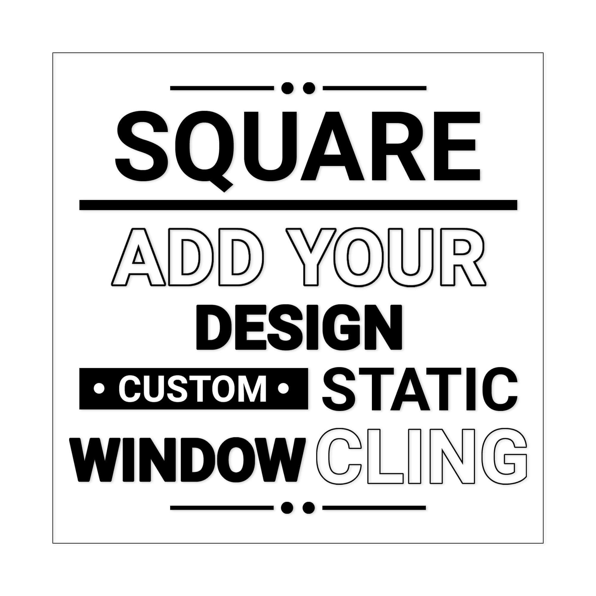 A square window cling on a white background