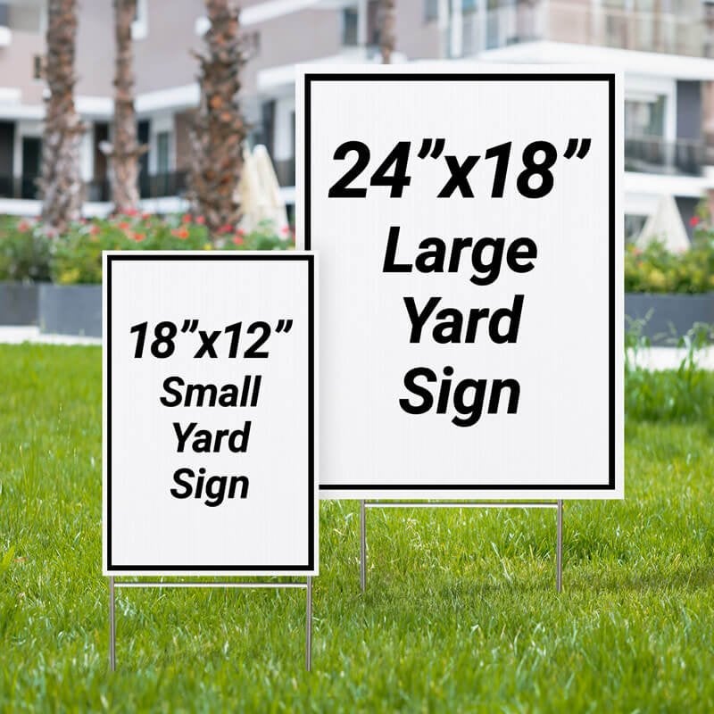 The size difference between the 18x12 and 24x18 yard signs