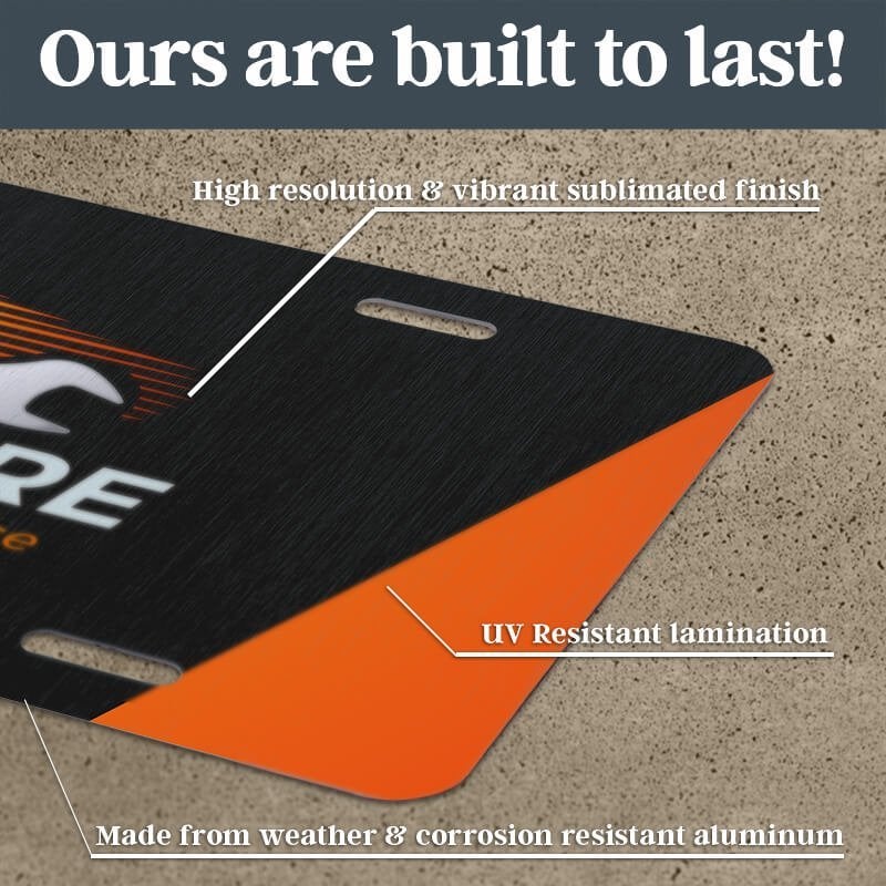 Upload Your Pet Photo Custom Front License Plate Material Infographic