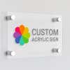 Large horizontal custom acrylic signs with a colorful logo