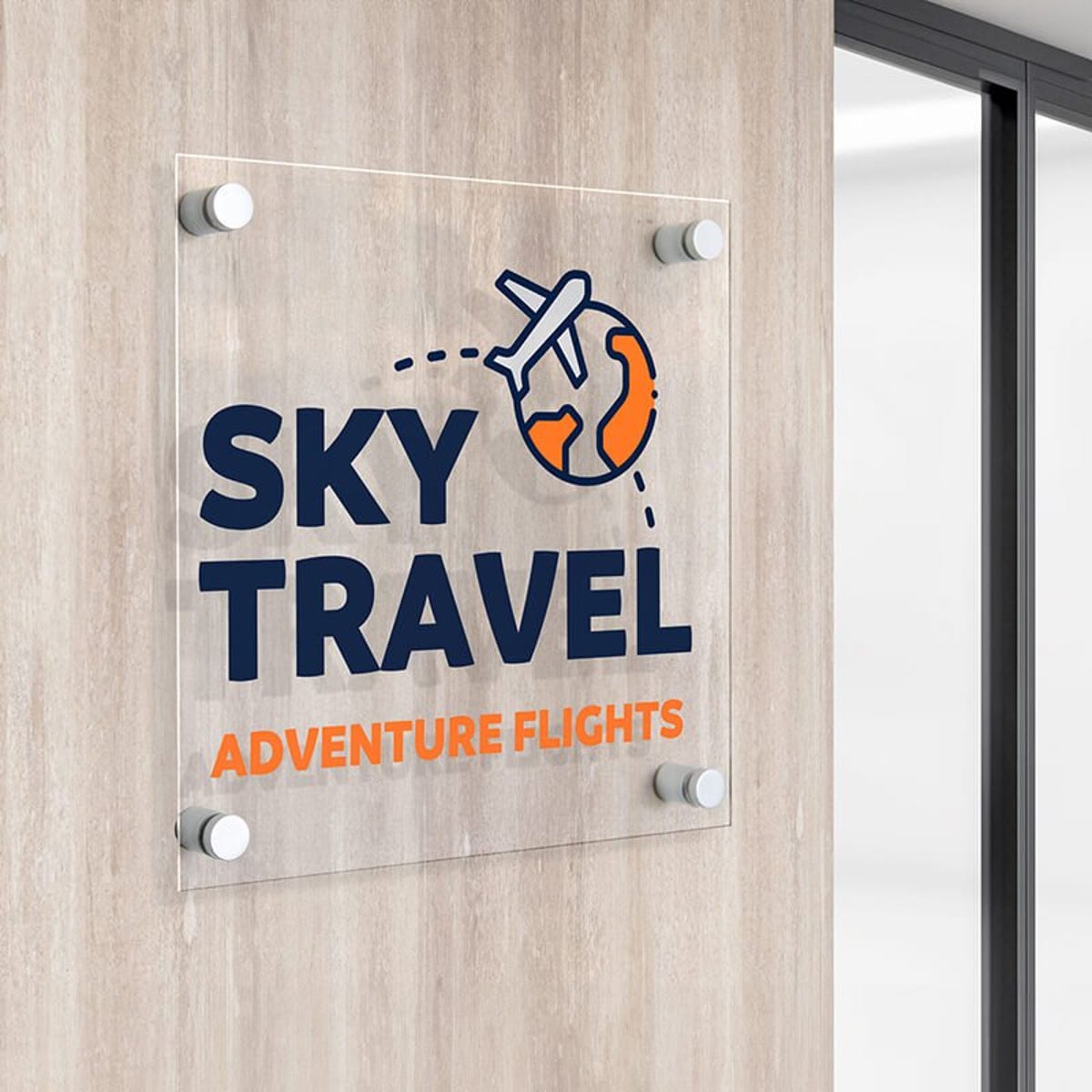 Square custom acrylic sign with a company name and logo