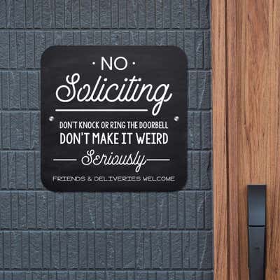 Funny No Soliciting Signs Chalkboard Design - alternate view