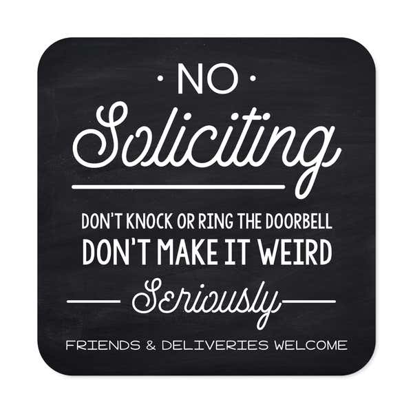 Funny No Soliciting Signs Chalkboard Design