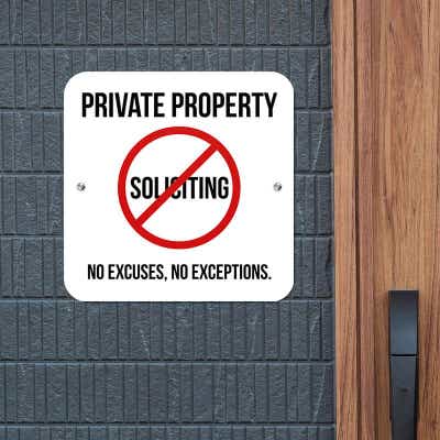 Private Property No Soliciting Sign - alternate view