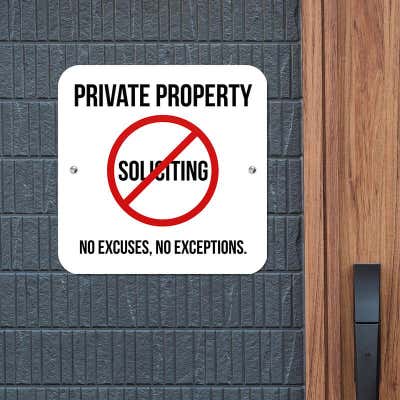 Private Property No Soliciting Sign - alternate view