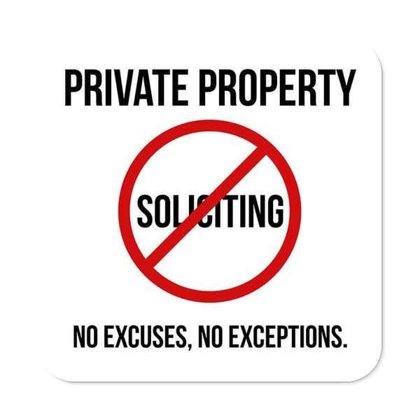 Private Property No Soliciting Sign