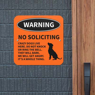 No Soliciting Dog Warning Sign - alternate view