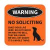 No soliciting dog warning sign with dog icon with bold text reading: “Crazy dogs live here. Do not knock or ring the bell"