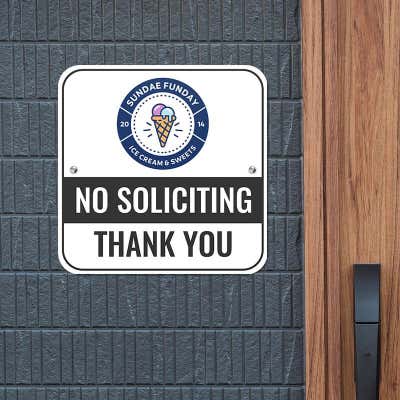 No Soliciting Sign With Custom Logo - alternate view