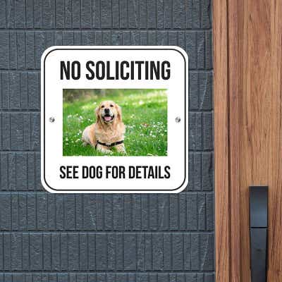 No Soliciting Sign With Custom Pet Photo - alternate view