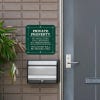 Private property, no soliciting. loitering or trespassing sign reading Violators will be prosecuted next to the front door