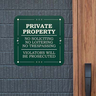Private Property Sign | No Soliciting, Loitering, or Trespassing - alternate view