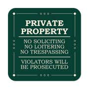 Private Property Sign | No Soliciting, Loitering, or Trespassing