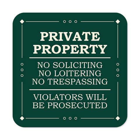 Private Property Sign | No Soliciting, Loitering, or Trespassing