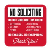 Red No Soliciting Sign | Do Not Ring Bell or Knock