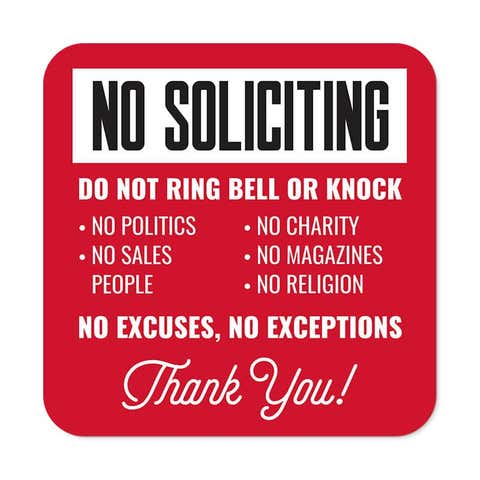 Red No Soliciting Sign | Do Not Ring Bell or Knock