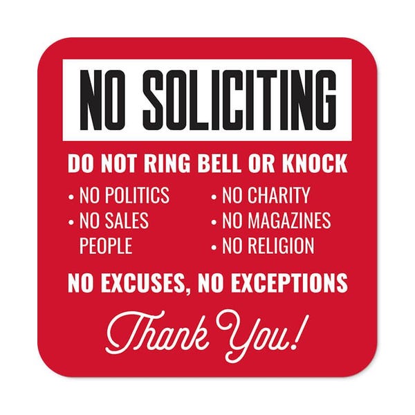 Red No Soliciting Sign | Do Not Ring Bell or Knock