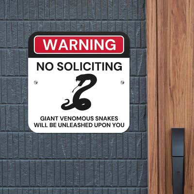 Funny No Soliciting Signs | Warning Venomous Snake - alternate view