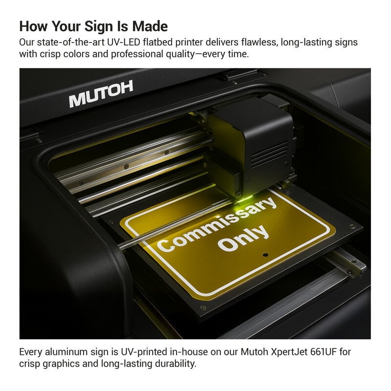 Demonstration of the UV-LED printer printing a gold and white aluminum sign