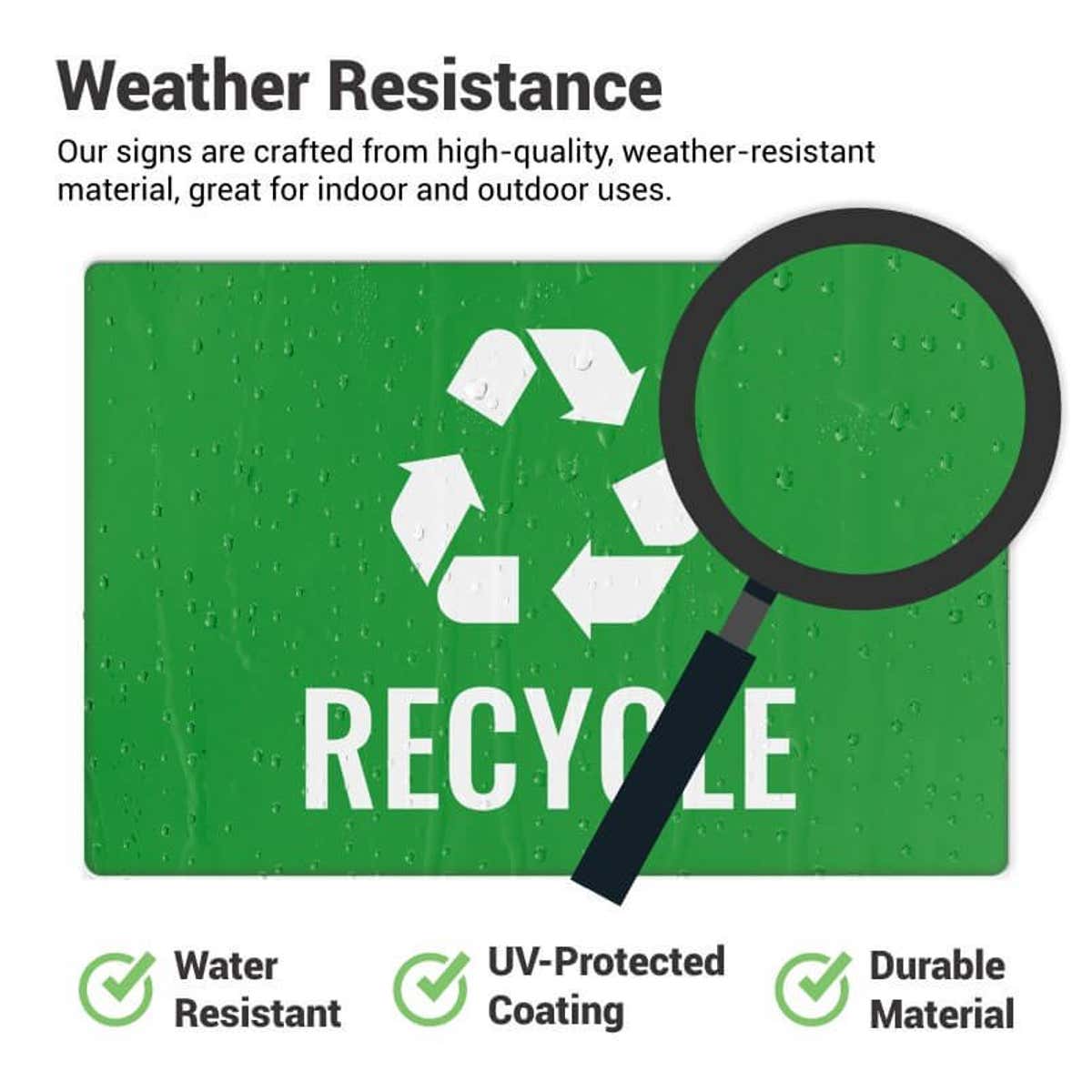 Infographic showing the weather resistance of engraved plastic signs