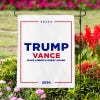 Trump Vance White Garden Flag in yard