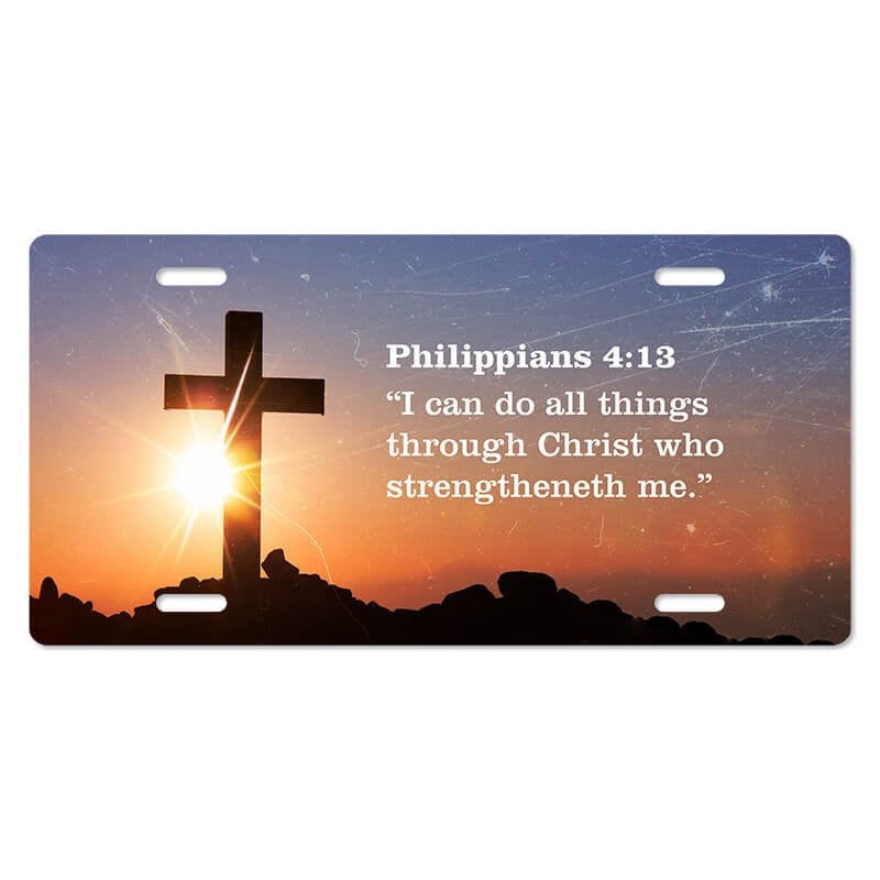 Philippians 4:13 All Things Through Christ - Religious Front License Plate