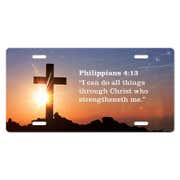 Philippians 4:13 All Things Through Christ - Religious Front License Plate