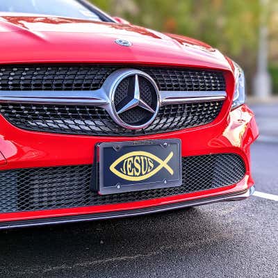 Jesus Fish Ichthys Symbol - Religious Front License Plate - alternate view