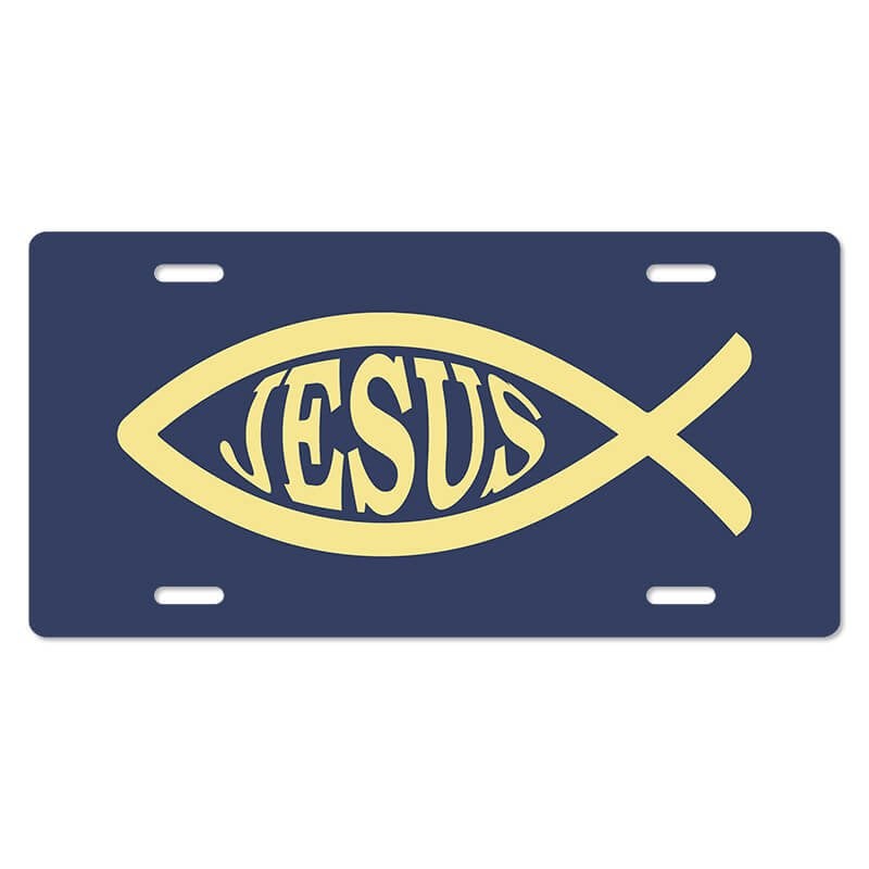 Jesus Fish Ichthys Symbol - Religious Front License Plate