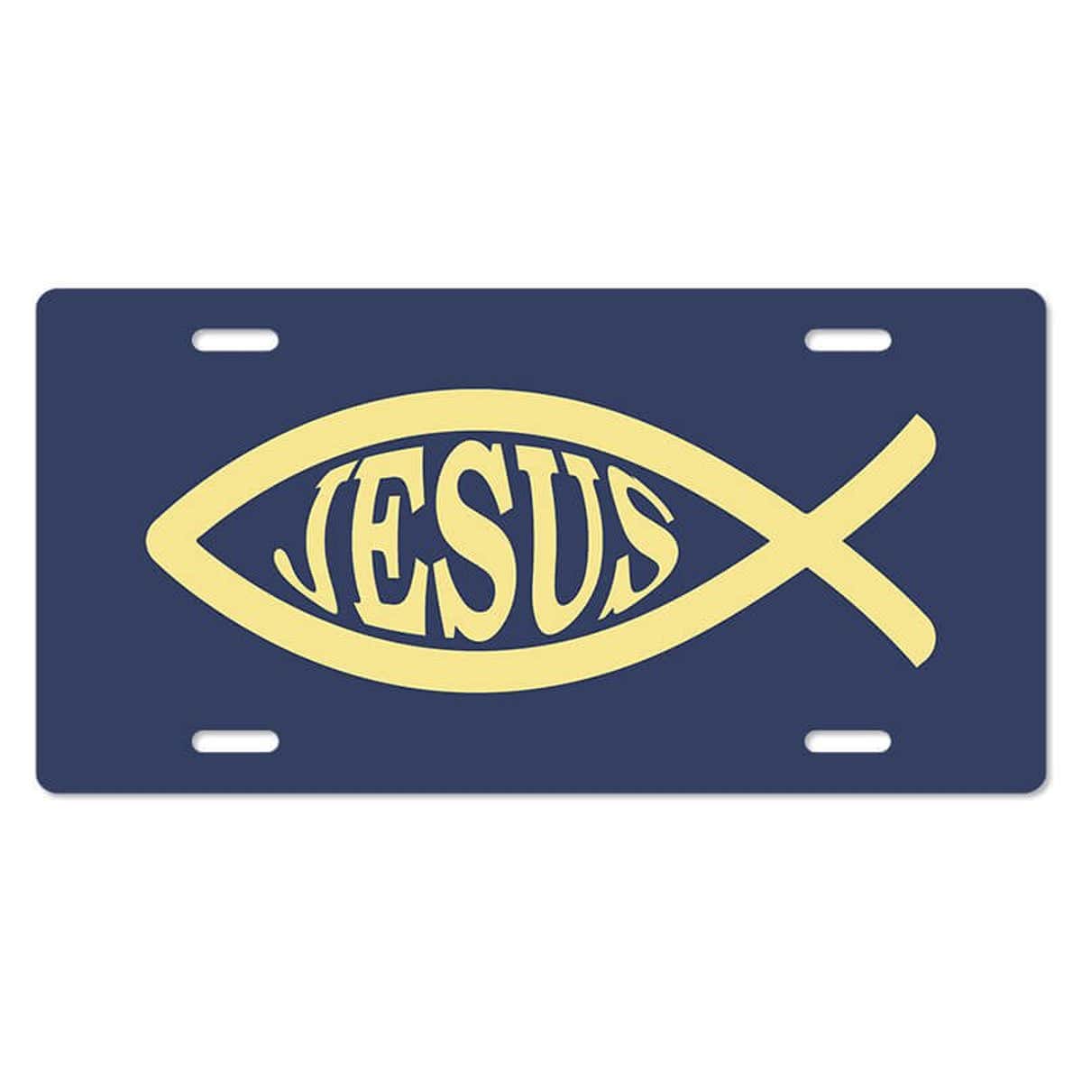 Jesus Fish Ichthys Symbol - Religious Front License Plate