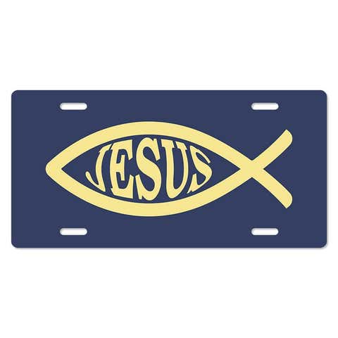 Jesus Fish Ichthys Symbol - Religious Front License Plate