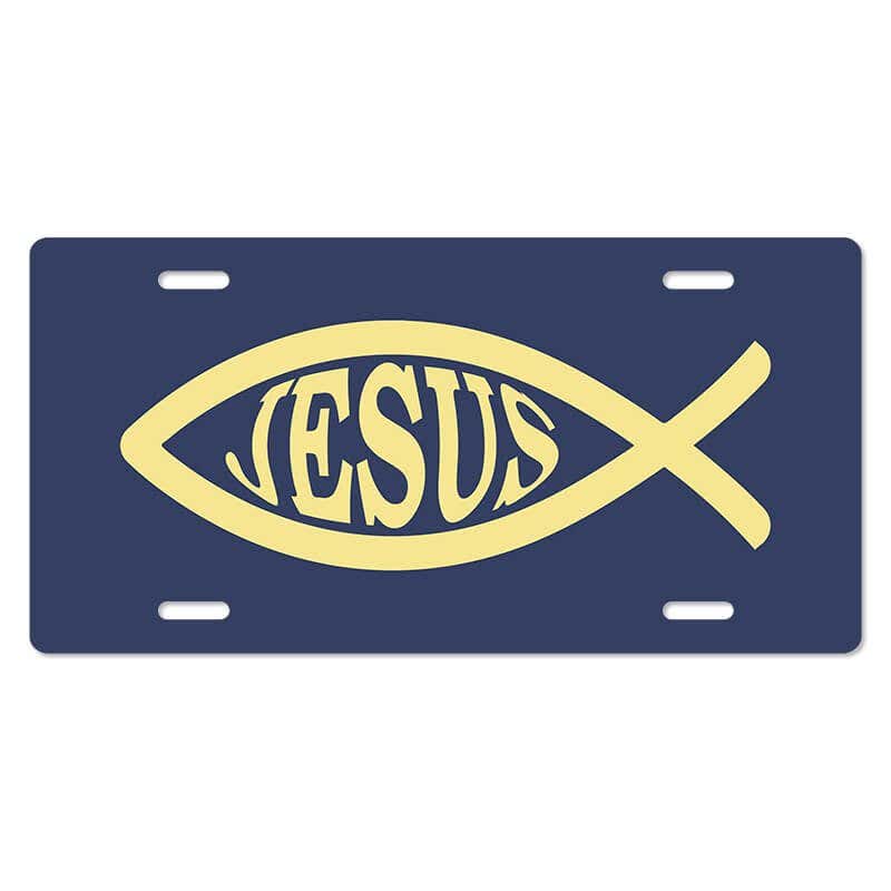 Jesus Fish Ichthys Symbol - Religious Front License Plate