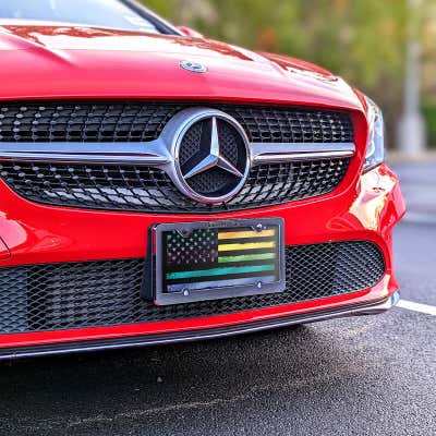 LGBTQ Pride American Flag Front License Plate - alternate view